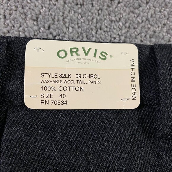 NWT Orvis Washable Wool Twill Pants Men's Size 40 Cotton Charcoal - Picture 5 of 12